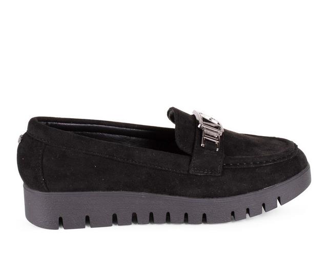Women's Gloria Vanderbilt Leigh Platform Low Wedge Loafers in Black color