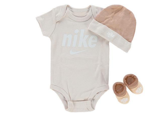 Nike Infant 3 Piece Onsie Set in Sanddrift 0-6 color