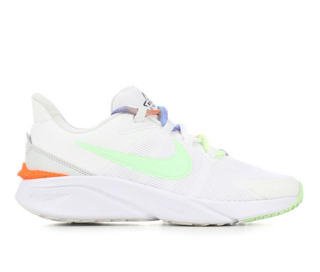 Girls' Nike Big Kid Star Runner 4 SE Running Shoes in Wht/Grn/Dust color