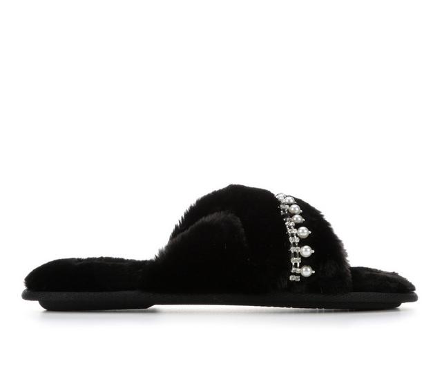 Jessica Simpson Pearl Fringe Cross Slide in Black color