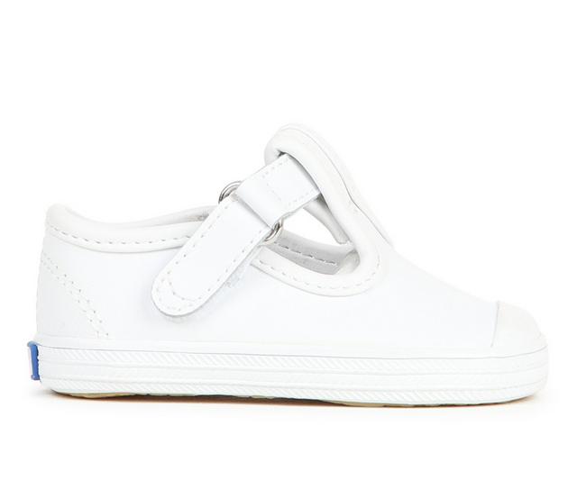 Boys' Keds Infant Toe Cap T-Strap Casual in White color