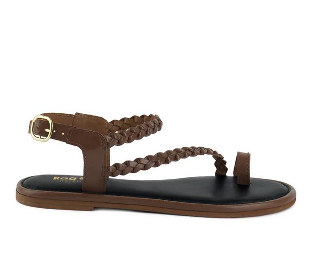 Women's Rag & Co Stallone Flat Sandals in Tan color