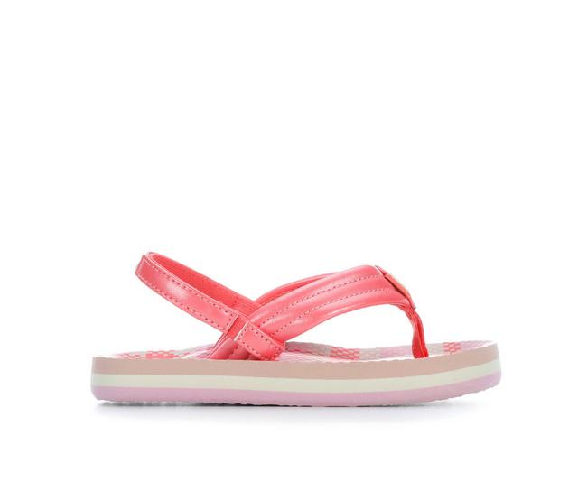 Girls' Reef Toddler & Little Kid Little Ahi Flip-Flop Sandals in Pink Plaid color
