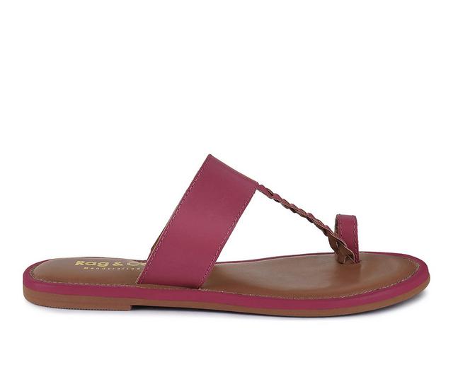 Women's Rag & Co Harris Flat Sandals in Fuchsia color
