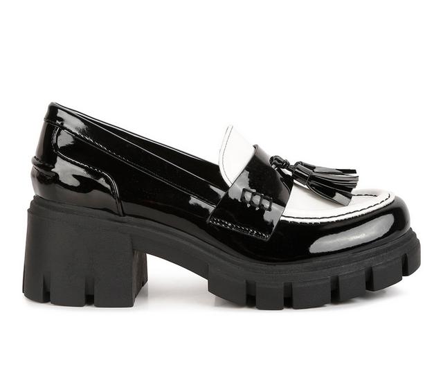 Women's London Rag Jonah Chunky Heeled Loafers in Black/White color