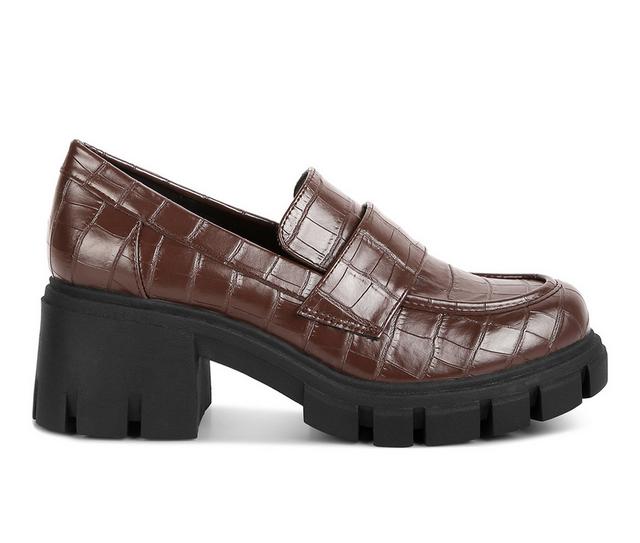 Women's London Rag Benz Heeled Loafers in Brown color