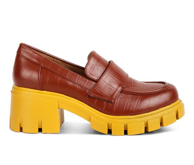 Women's London Rag Benz Heeled Loafers in Tan color