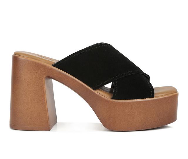 Women's Rag & Co Matrix Platform Heeled Sandals in Black color