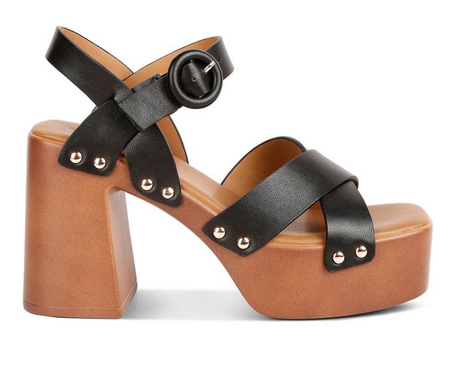 Women's Rag & Co Cristina Platform Heeled Sandals in Black color