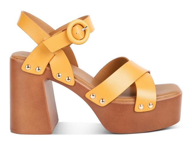 Women's Rag & Co Cristina Platform Heeled Sandals in Tan color