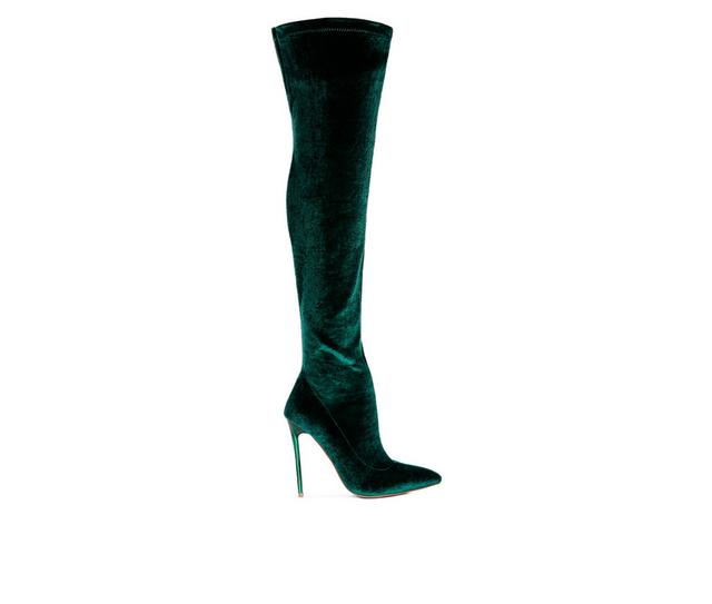 Women's London Rag Madmiss Over The Knee Stiletto Boots in Green color