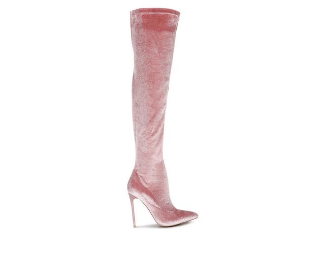 Women's London Rag Madmiss Over The Knee Stiletto Boots in Rose color