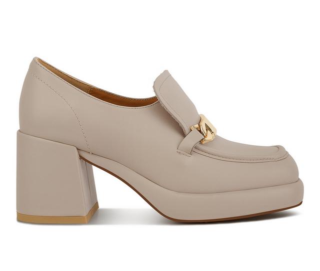 Women's Rag & Co Morgan Block Heel Loafers in Beige color