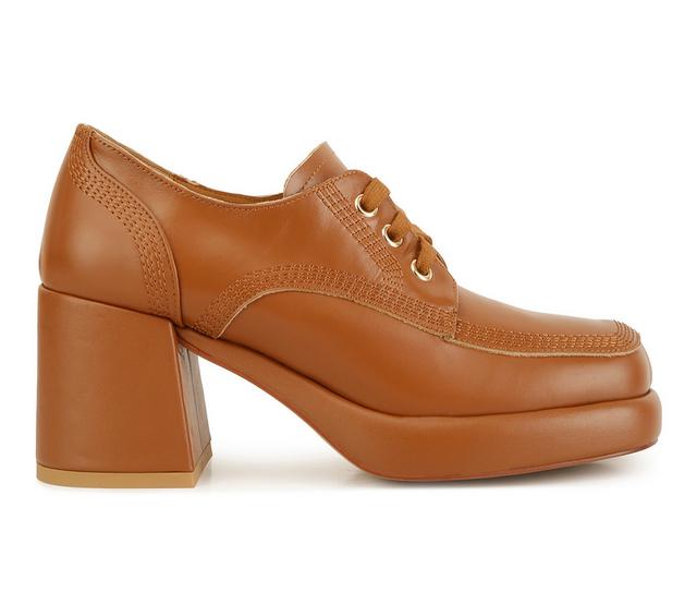 Women's Rag & Co Zaila Block Heel Oxfords in Tan color