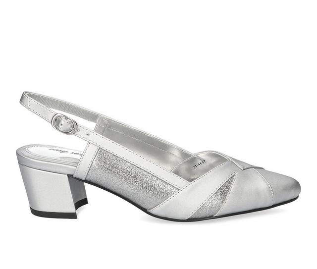 Women's Easy Street Avena Dress Sandals in Silver Satin color