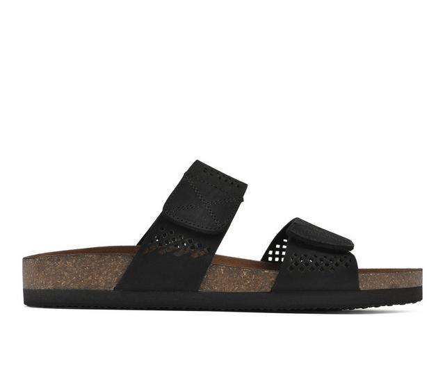 Women's White Mountain Hawkbill Footbed Sandals in Black Nubuck color