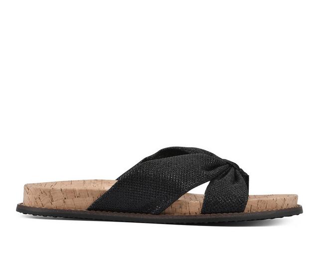 Women's White Mountain Malanga Footbed Sandals in Black Glitter color