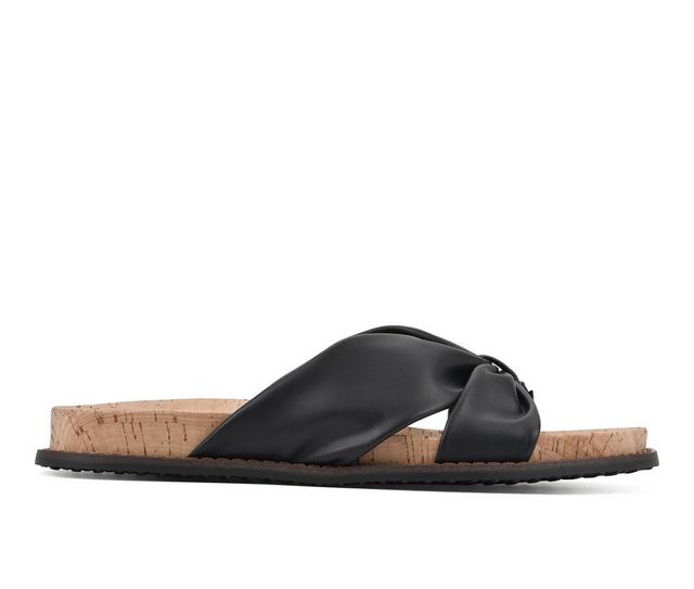 Women's White Mountain Malanga Footbed Sandals in Black color