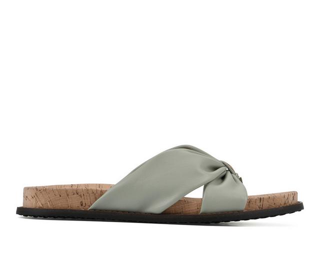 Women's White Mountain Malanga Footbed Sandals in Pale Green color