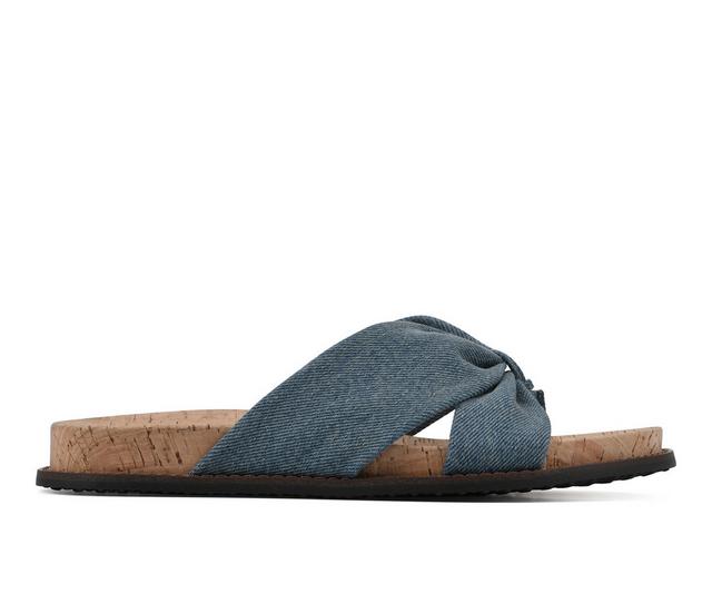 Women's White Mountain Malanga Footbed Sandals in Denim Blue color