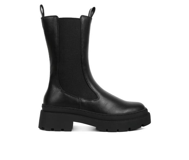 Women's London Rag Jolt Mid Calf Chelsea Boots in Black color