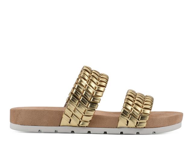 Women's Cliffs by White Mountain Thankful Sandals in Gold Metallic color