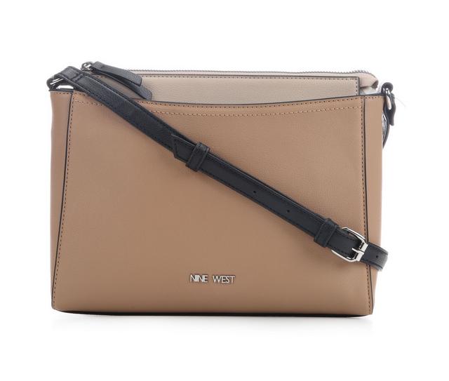Nine West Bowie Top Zip Crossbody Handbag in Dark Khaki Mult color