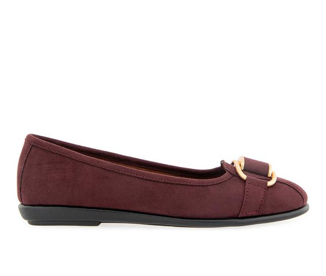 Women's Aerosoles Bentley Flats in Fig Faux Suede color