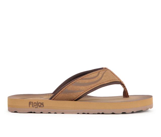 Boys' Flojos Little Kid & Big Kid Cuero Debossed Thong Strap Sandals in Tan color