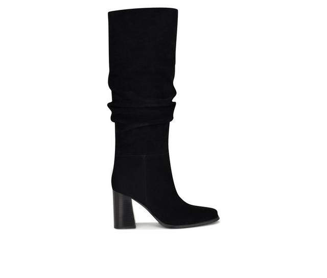 Women's Nine West Domaey Knee High Heeled Boots in Black Suede color