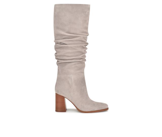 Women's Nine West Domaey Knee High Heeled Boots in Grey Suede color