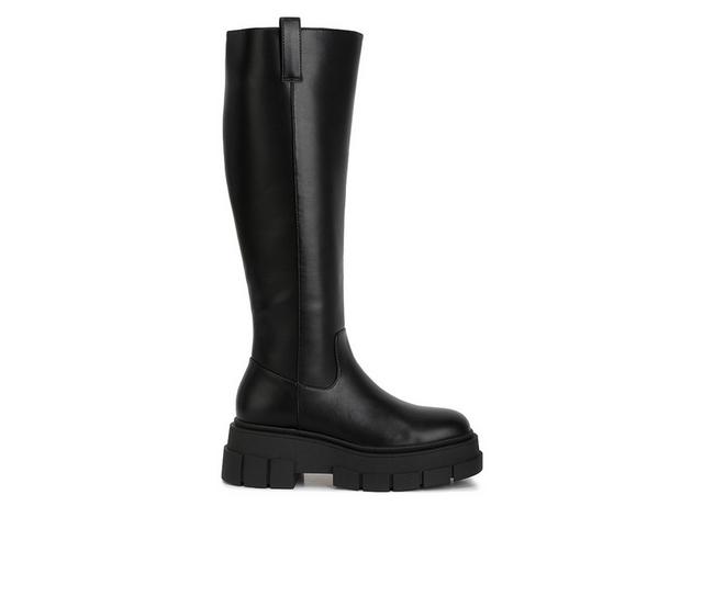 Women's London Rag Blume Lug Knee High Boots in Black color