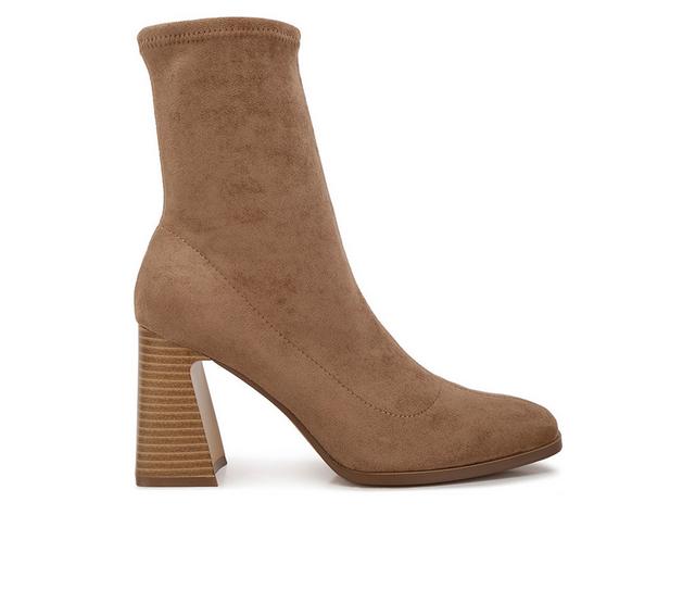 Women's London Rag Candid Heeled Booties in Taupe color