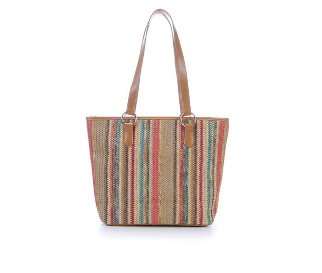 Bueno Of California STRAW TOTE Handbag in VERTICLE STRIPE color