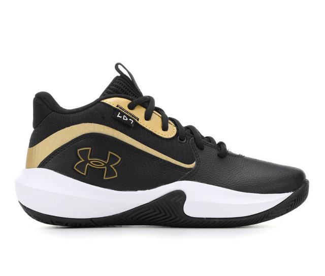 Boys' Under Armour Big Kid Lockdown 7 Gradeschool Basketball Shoes in Blk/Gld/Wht color