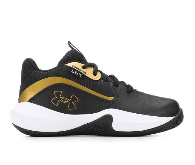 Boys' Under Armour Little Kid Lockdown 7 Preschool Basketball Shoes in Blk/Gld/Wht color