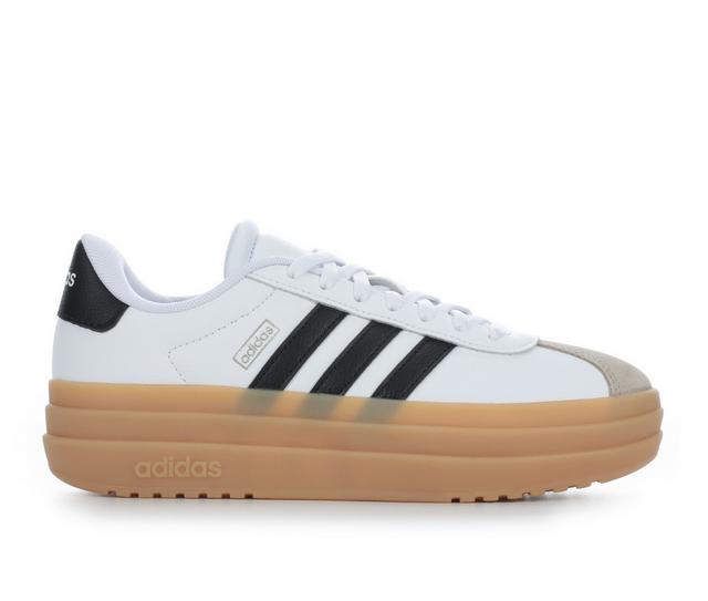 Girls' Adidas Big Kids VL Court Bold Sneakers in White/Black/Gum color