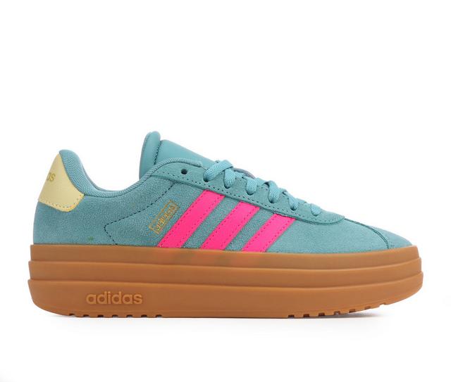 Girls' Adidas Big Kids VL Court Bold Platform Sneakers in Green/Pink/Gum color