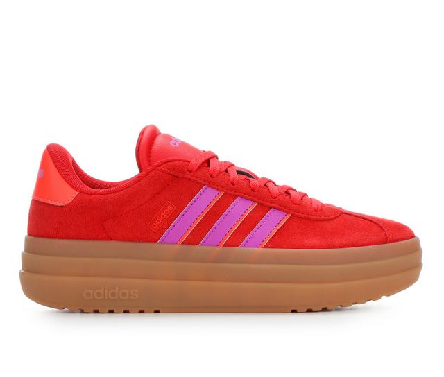 Women's Adidas VL Court 3.0 Bold Platform Sneakers in Red/Pink/Gum color