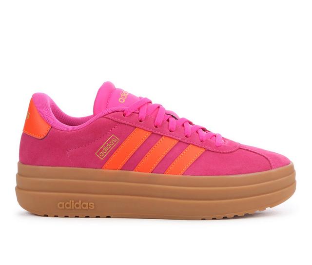 Women's Adidas VL Court 3.0 Bold Platform Sneakers in Pink/Org/Gum color