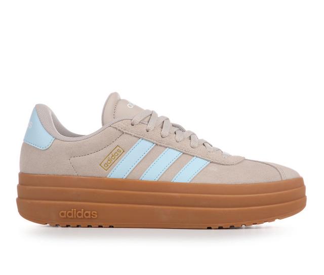 Women's Adidas VL Court 3.0 Bold Platform Sneakers in Beige/Blue/Gum color