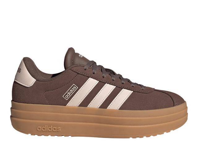 Women's Adidas VL Court 3.0 Bold Platform Sneakers in Dark Brown/Pink color