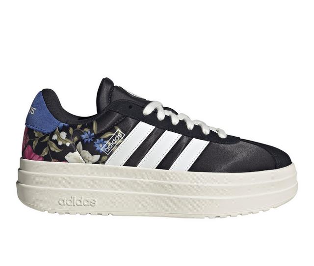 Women's Adidas VL Court 3.0 Bold Platform Sneakers in Blk/Wht/Floral color