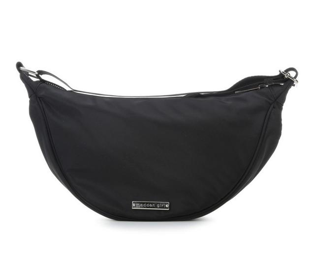 Madden Girl Nylon Hobo Handbag in Black color