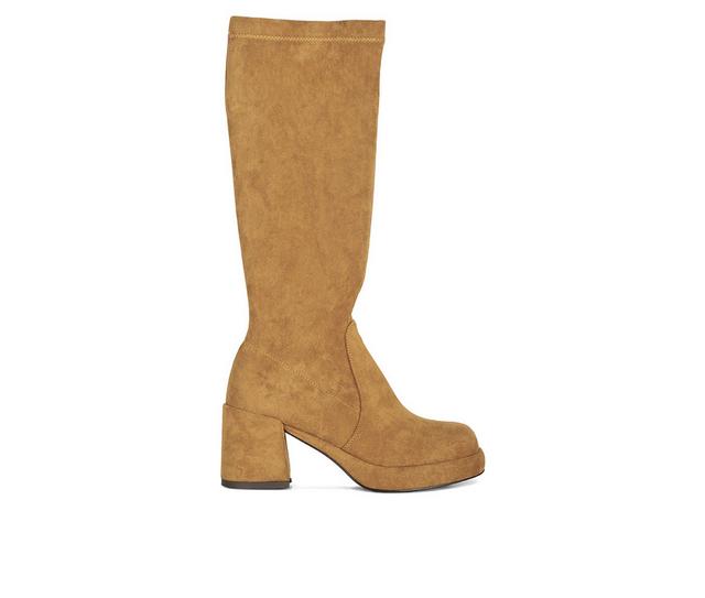 Women's Rag & Co Two Cubes Tall Knee High Boots in Tan color