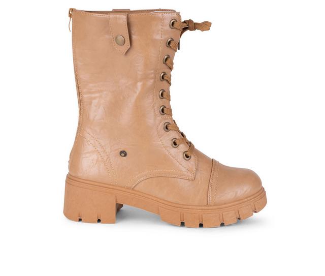 Women's Wanted Breslin Mid Calf Combat Boots in Tobacco color