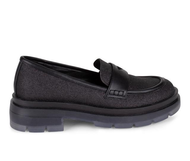 Women's Wanted Truffle Lug Sole Loafers in Black Glitter color