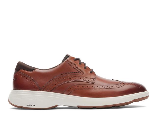 Men's Rockport Noah Wingtip Casual Oxfords in New Brown color