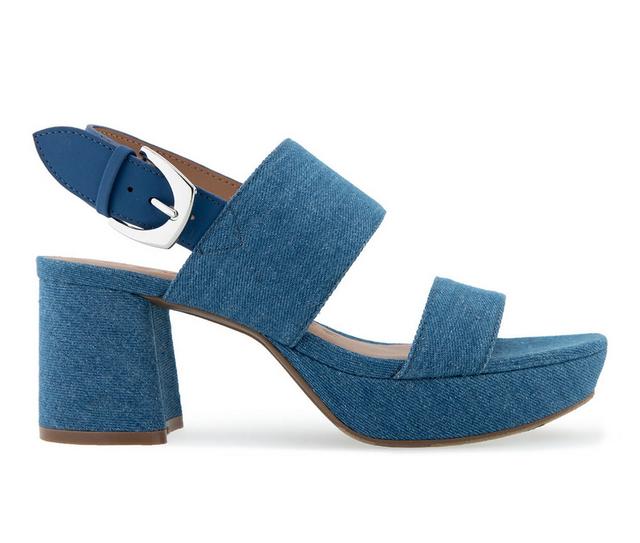 Women's Aerosoles Aerosoles Platform Dress Sandals in Blue Denim color