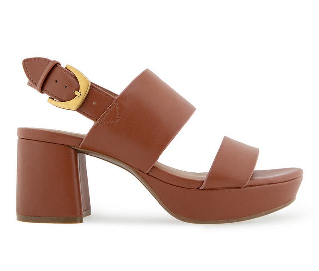 Women's Aerosoles Camilia Platform Dress Sandals in Cognac color